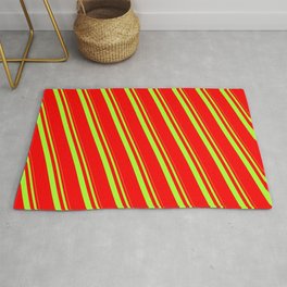 [ Thumbnail: Light Green and Red Colored Stripes Pattern Rug ]