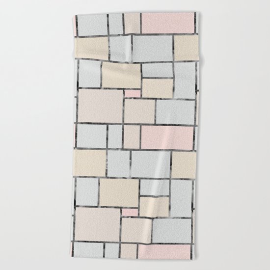 Tile pattern in soft pastel tones Beach Towel