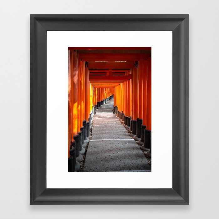 Torii gates of the Fushimi Inari Shrine in Kyoto, Japan Framed Art Print