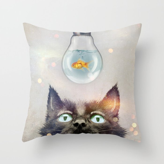 Cat Fish Throw Pillow