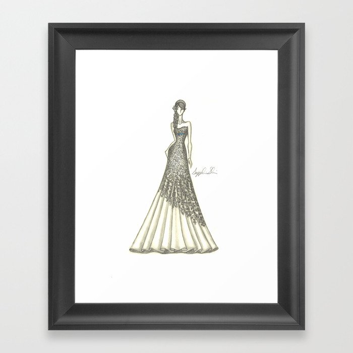 Enzoani Blue Cheyenne Wedding Dress Framed Art Print By