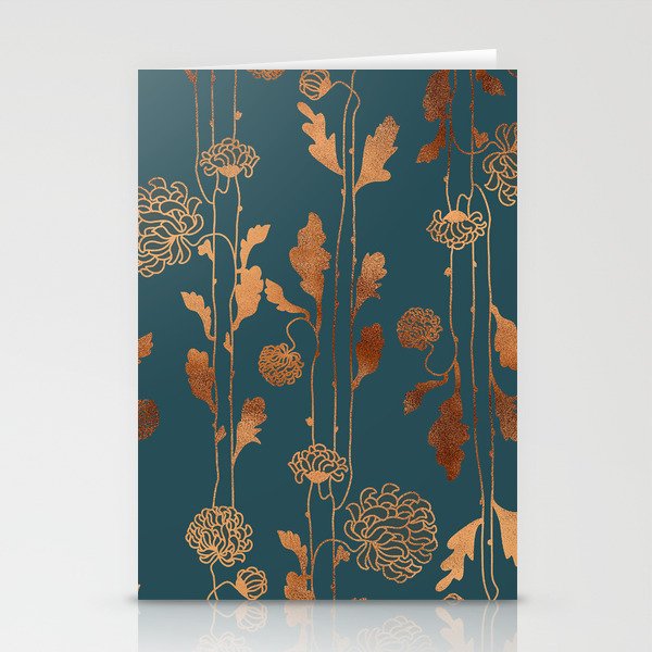 Art Deco Copper Flowers  Stationery Cards