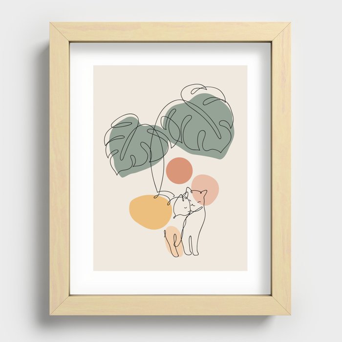 Cat and Plant 36 Recessed Framed Print