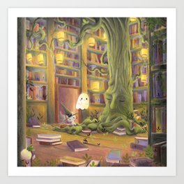The  library Art Print