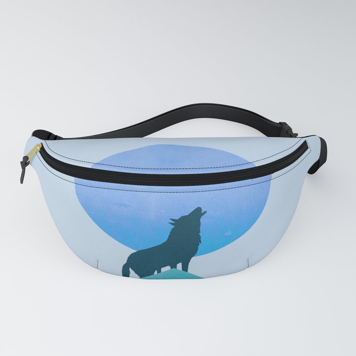 Abstraction_BLUE MOON_WOLF_FOREST_Minimalism_001 Fanny Pack