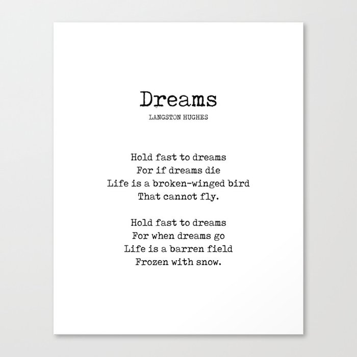 Dreams - Langston Hughes Poem - Literature - Typewriter 1 Canvas Print