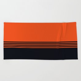 70s Orange Retro Striped Pattern Beach Towel