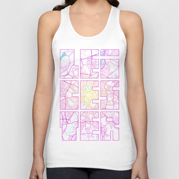 Leicestershire City Map of England - Neon Tank Top