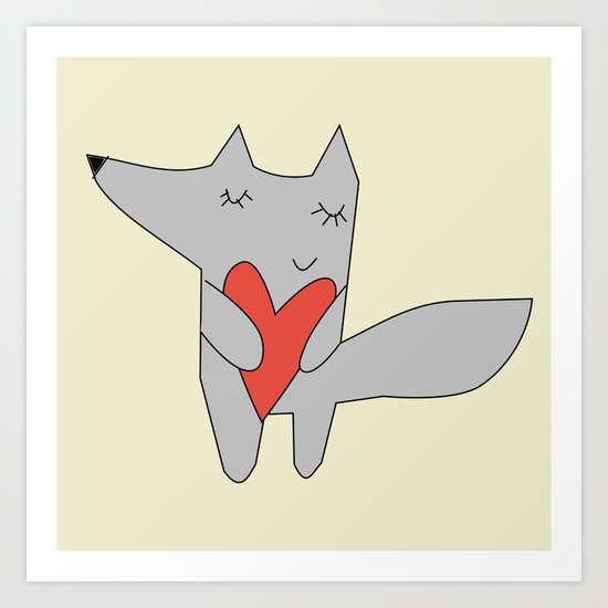 Fox in love Art Print