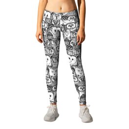 just owls black white Leggings