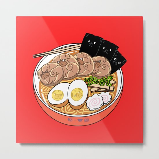 Ramen Pugs Metal Print