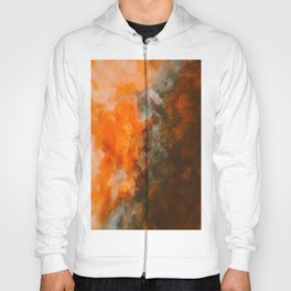 abstract splatter brush stroke painting texture background in brown orange Hoody