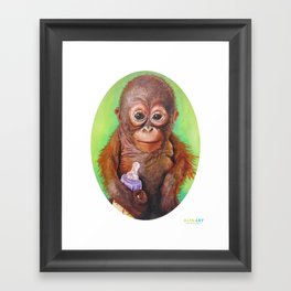 Budi the Rescued Baby Orangutan Framed Art Print
