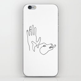 Pet dog and human hand. Care, friendship. iPhone Skin
