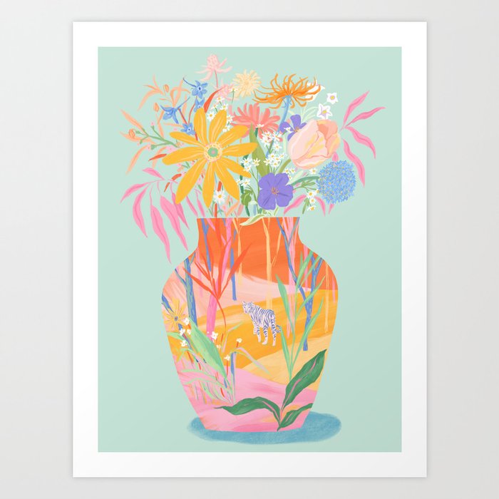 Whimsical Flower Vase Art Print