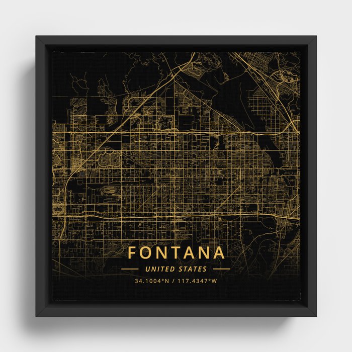 Fontana, United States - Gold Framed Canvas