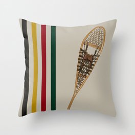 Vintage Snowshoe With Stripes Throw Pillow