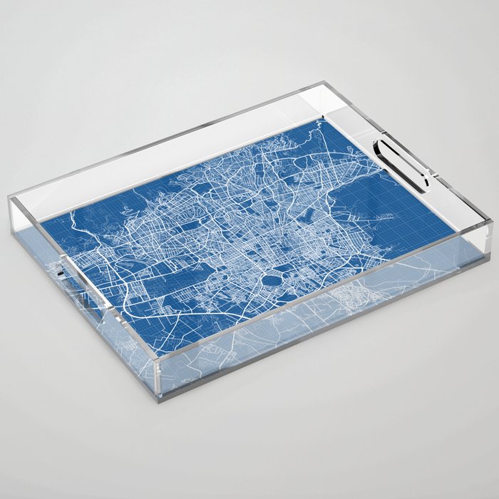 Tehran City Map of Iran - Blueprint Acrylic Tray