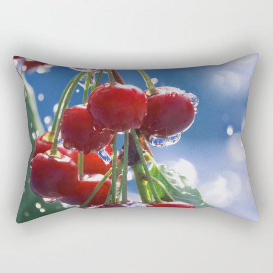 Summer rain on cherries Rectangular Pillow