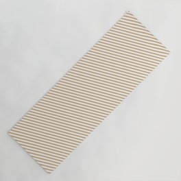 [ Thumbnail: White and Tan Colored Stripes/Lines Pattern Yoga Mat ]