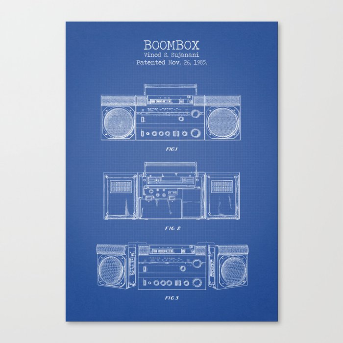 Boombox blue patent Canvas Print