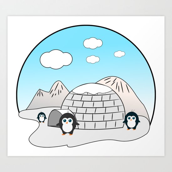 Cute penguins Art Print