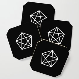 White and Black Minimalist Geometric Glyph Mandala Sigil Rune 213 Coaster