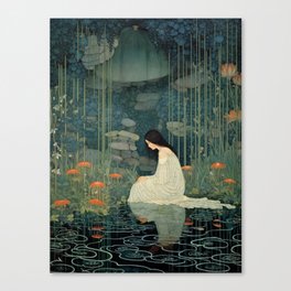 Girl in Pond Canvas Print