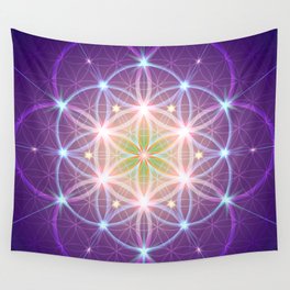 Purple Flower of Life Wall Tapestry