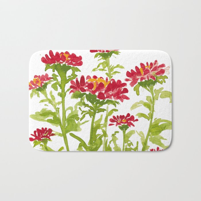 Ruby Red Aster Flowers Bath Mat
