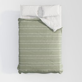 Zoe Dots Striped Pattern in Sage Green and White Comforter