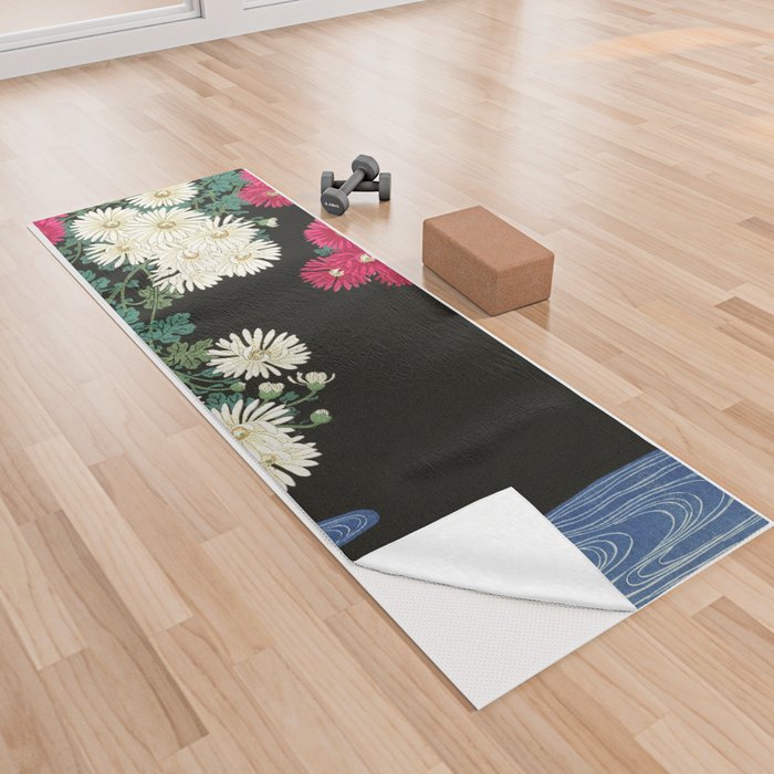 Chrysanthemums Ohara Koson Woodblock Art  Yoga Towel