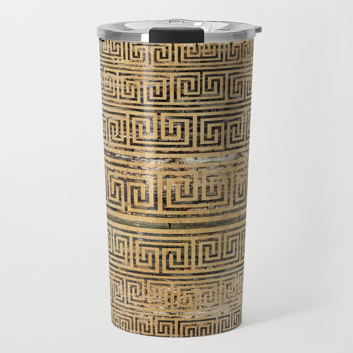 Wooden Greek Meander Pattern - Greek Key Ornament Travel Mug