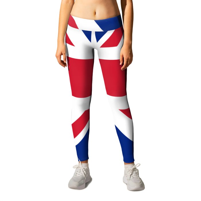 red white and blue trendy london fashion UK flag union jack Leggings by  chicelegantboutique