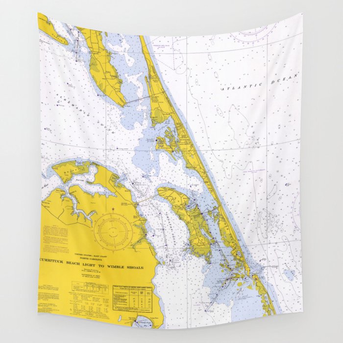 Vintage Map of The Outer Banks NC (1972) Wall Tapestry by BravuraMedia  Society6