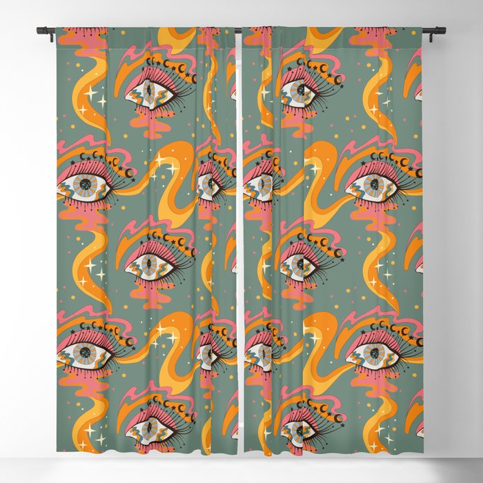 Cosmic Eye Retro 70s, 60s inspired psychedelic Blackout Curtain
