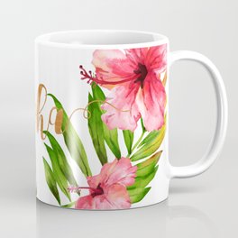 Aloha Watercolor Tropical Hawaiian leaves and flowers Coffee Mug