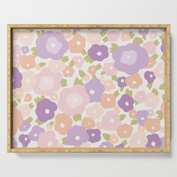 Flower Market Florence Abstract Lavender Flowers Serving Tray