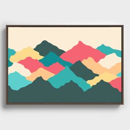 Colorful Mountains Minimalist Abstract Nature Art In Summer Beach Color Palette Framed Canvas