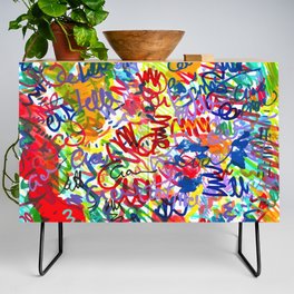 Urban Graffiti Pattern Art Made With Ink and Pen Credenza