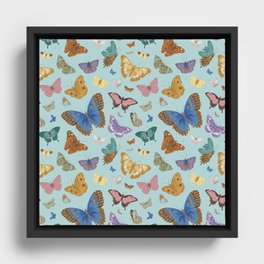 A Flutter Of Butterflies Pastel Botanical Framed Canvas