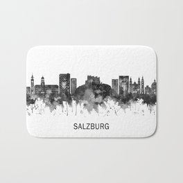 Salzburg Austria Skyline BW Bath Mat | Landmarks, Splash, Art, Skyscrapers, Abstract, Painting, Austria, Modern, Cityscape, B W 