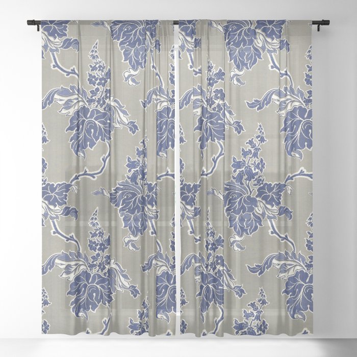 Floral Repeat Pattern 5 Sheer Curtain