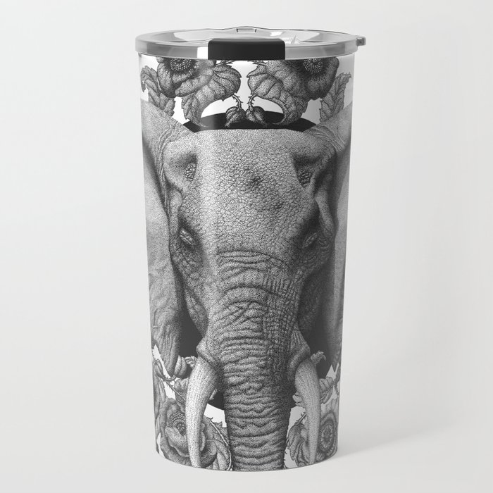 Elephant & Poppies  Travel Mug