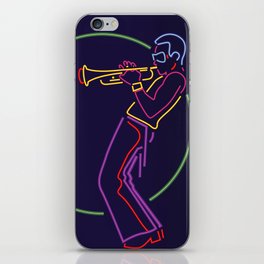 Jazz trumpet player neon sign iPhone Skin