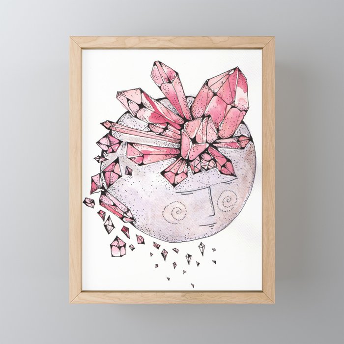 Rose Quartz Moon Framed Mini Art Print