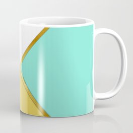 Color Block White with Paris Daisy Yellow & Sunburnt Mint Green Triangles with Gold Banding Coffee Mug