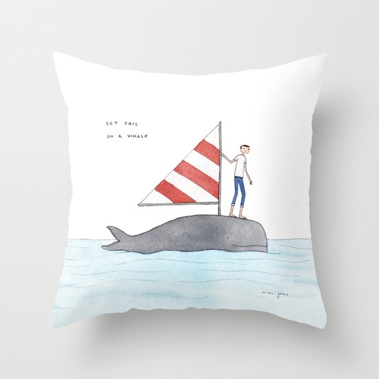 set sail on a whale Throw Pillow