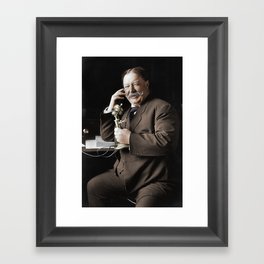 William Howard Taft Smiling During A Telephone Call - 1908 - Colorized Framed Art Print