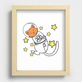 Astronaut Cat Recessed Framed Print